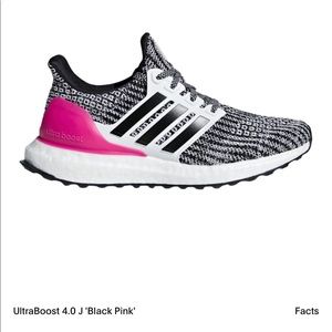 Adidas UltraBoost 4.0 J Kids Running Shoes Cloud White/Black/Pink Sz 4 Youth